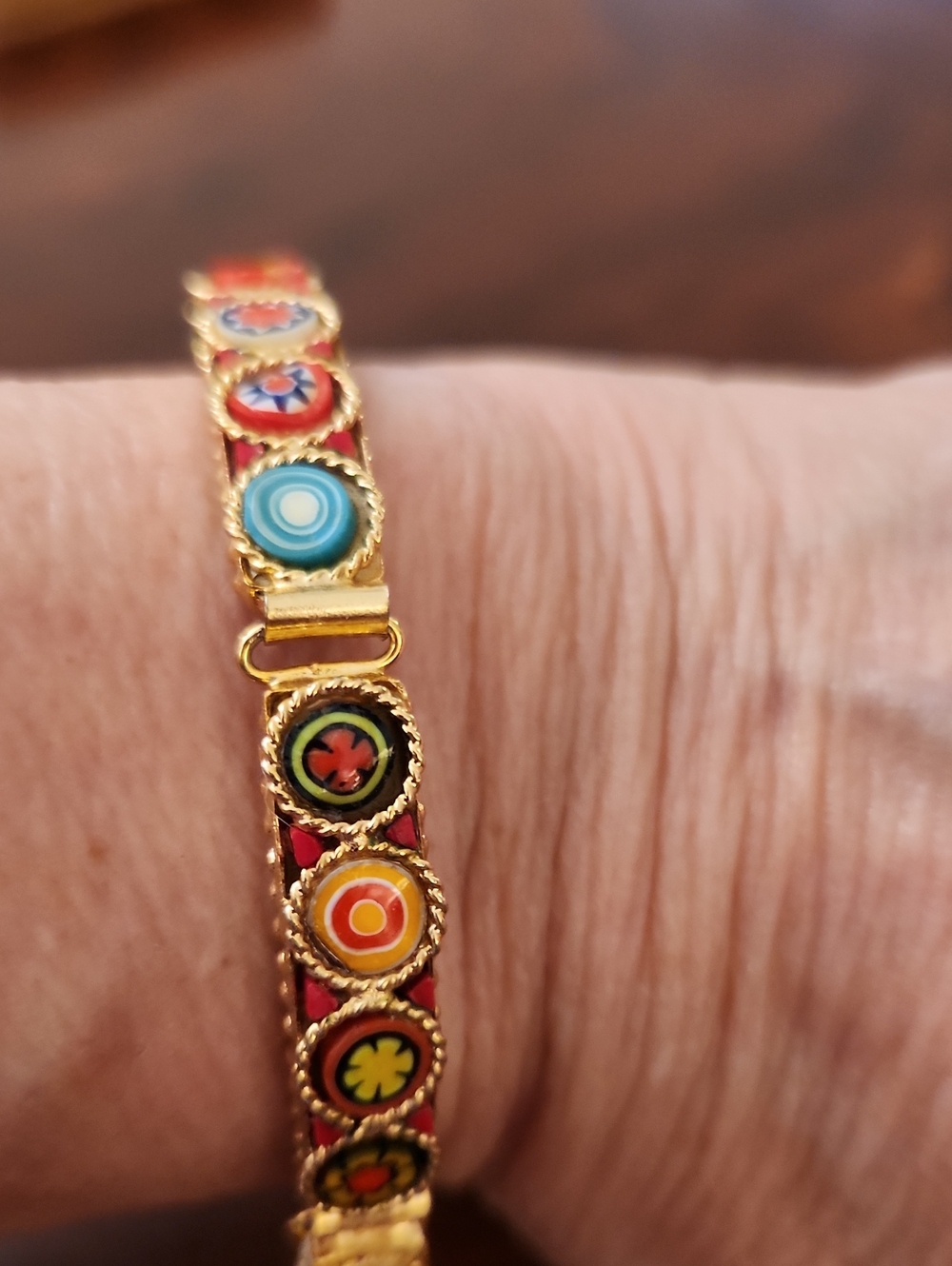 Vintage 1950s Italian Goldtone Millefiori Bracelet